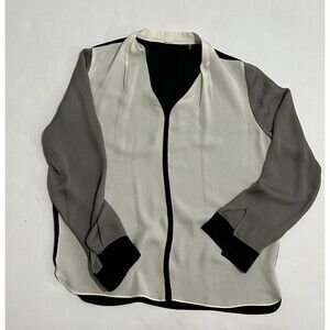 Ellie Tahari Women’s Silk Button Up Blouse Size M Black And White Block Design